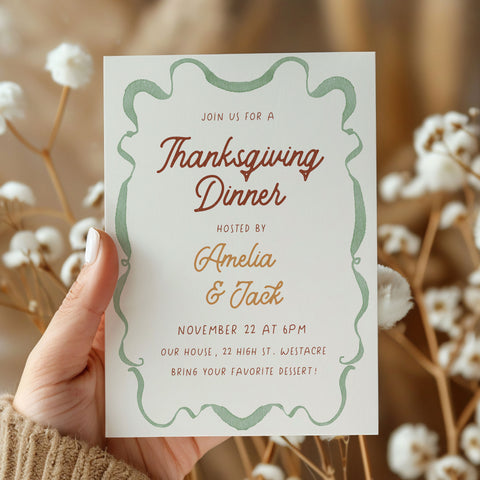 Wavy Border Thanksgiving Invitation