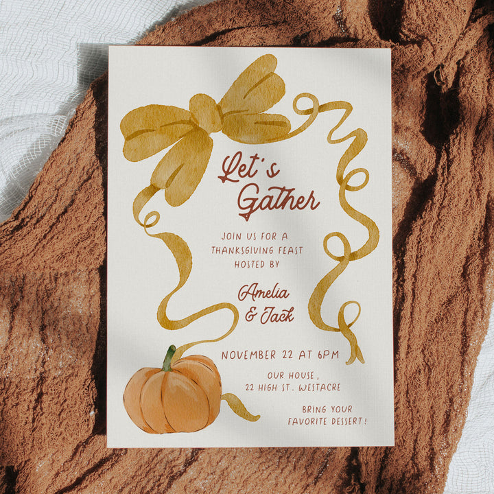 Bow Thanksgiving Invitation