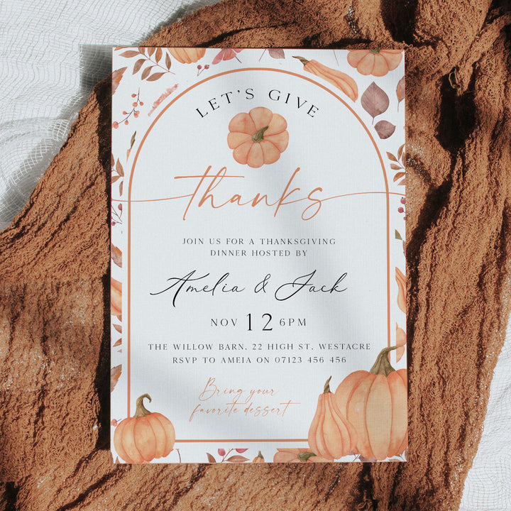 Let's Give Thanks Harvest Invitation
