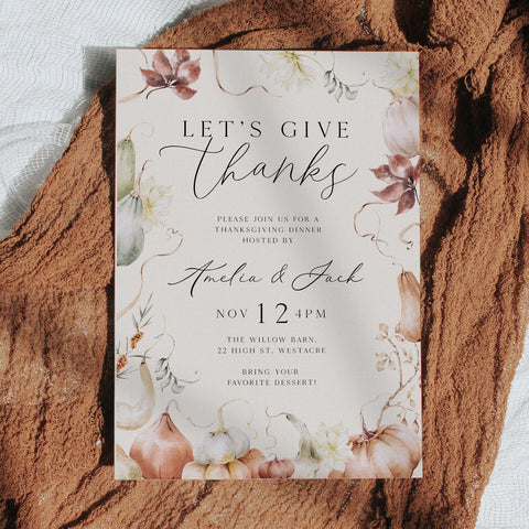 Let's Give Thanks Whimsical Invitation