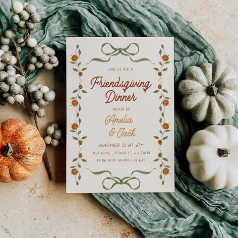 Whimsical Border Thanksgiving Invitation