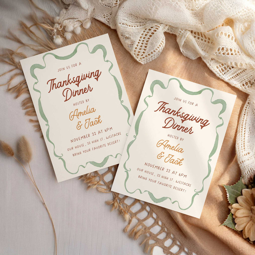 Wavy Border Thanksgiving Invitation