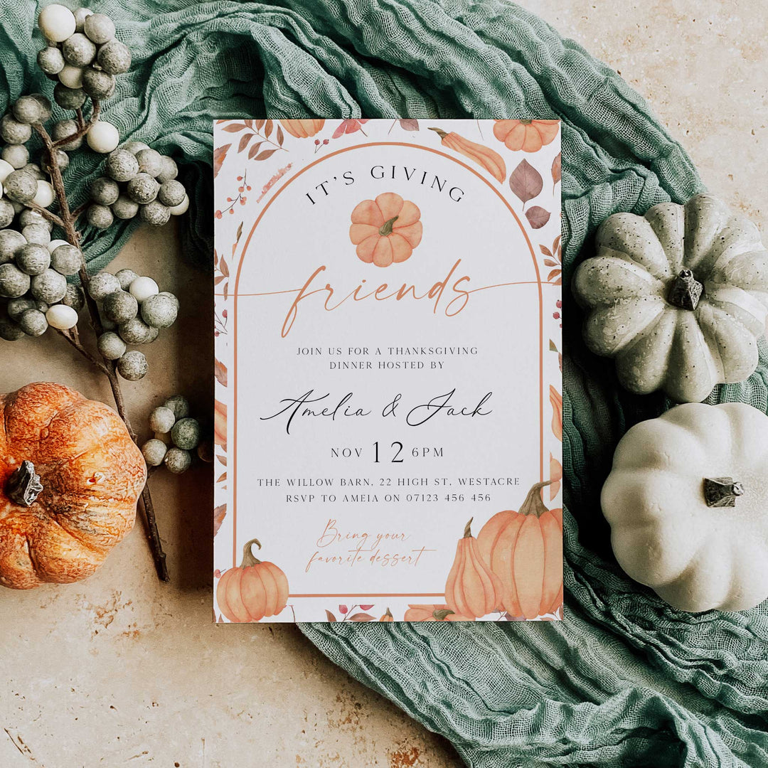 It's Giving Friends Thanks Harvest Invitation