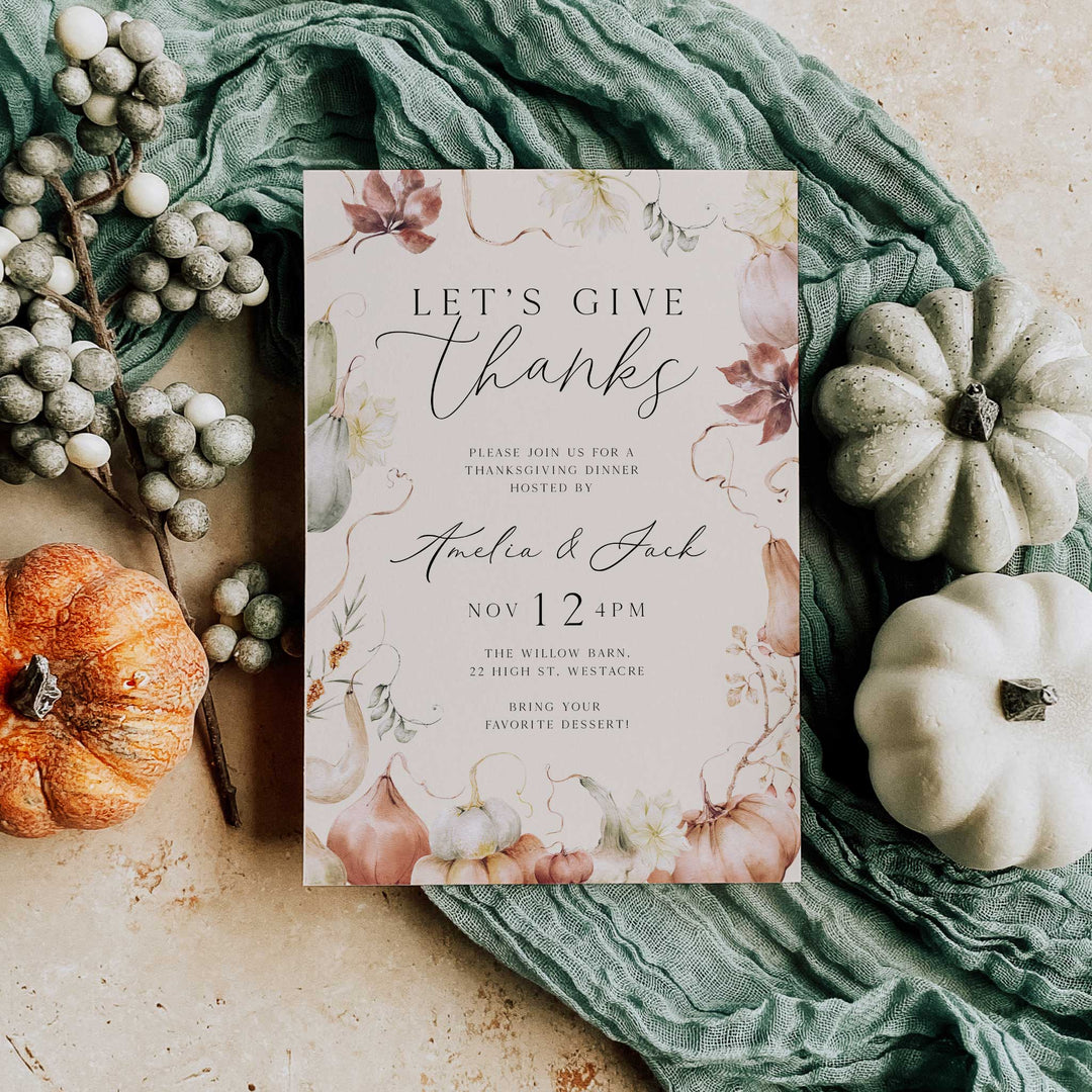 Let's Give Thanks Whimsical Invitation