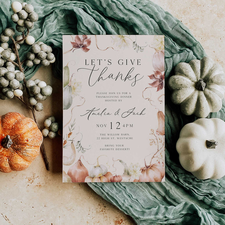 Let's Give Thanks Whimsical Invitation