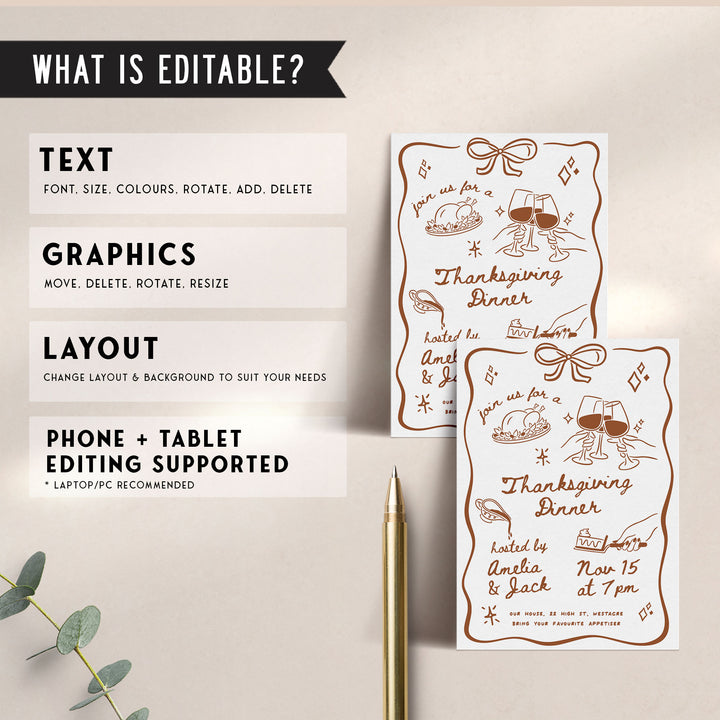 Hand Drawn Thanksgiving Invitation