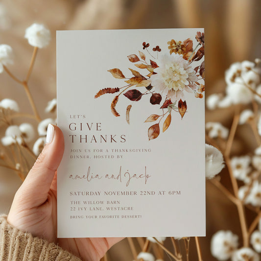 Giving Thanks Floral Invitation