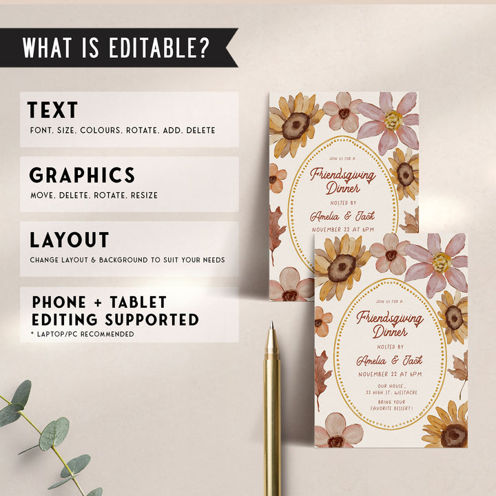 Floral Thanksgiving Invitation