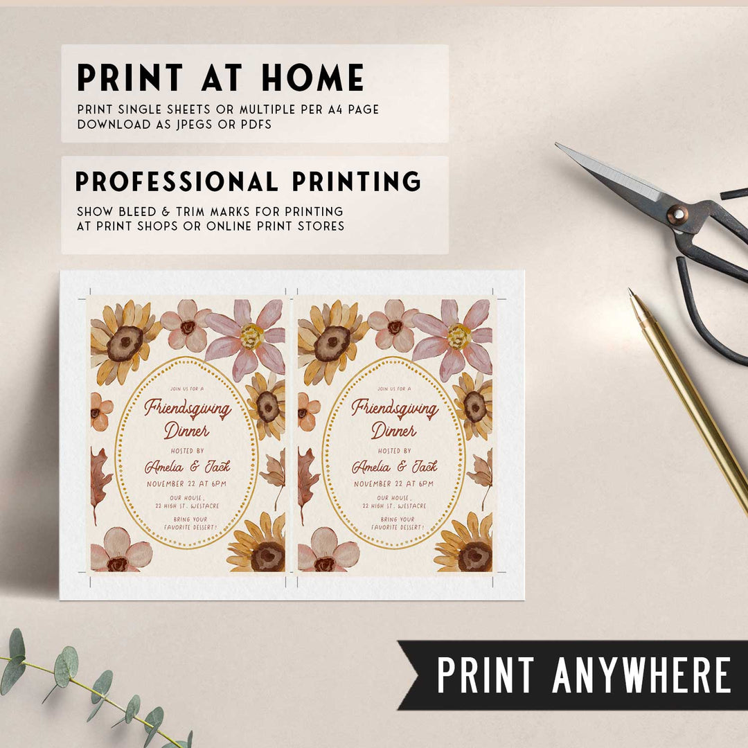 Floral Thanksgiving Invitation