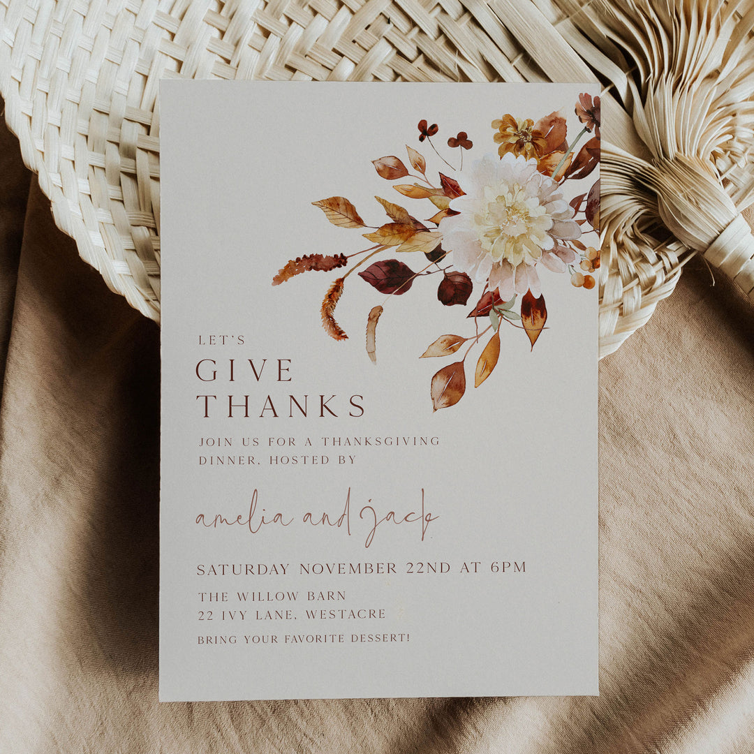 Giving Thanks Floral Invitation