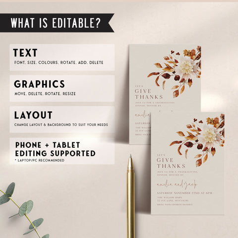 Giving Thanks Floral Invitation
