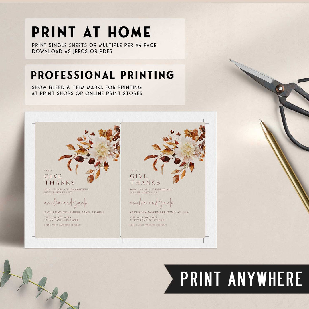Giving Thanks Floral Invitation