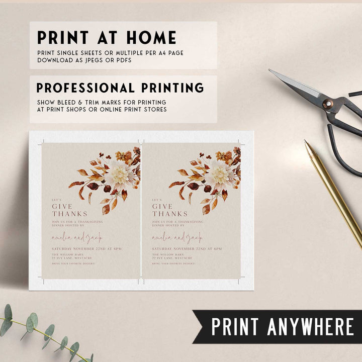 Giving Thanks Floral Invitation