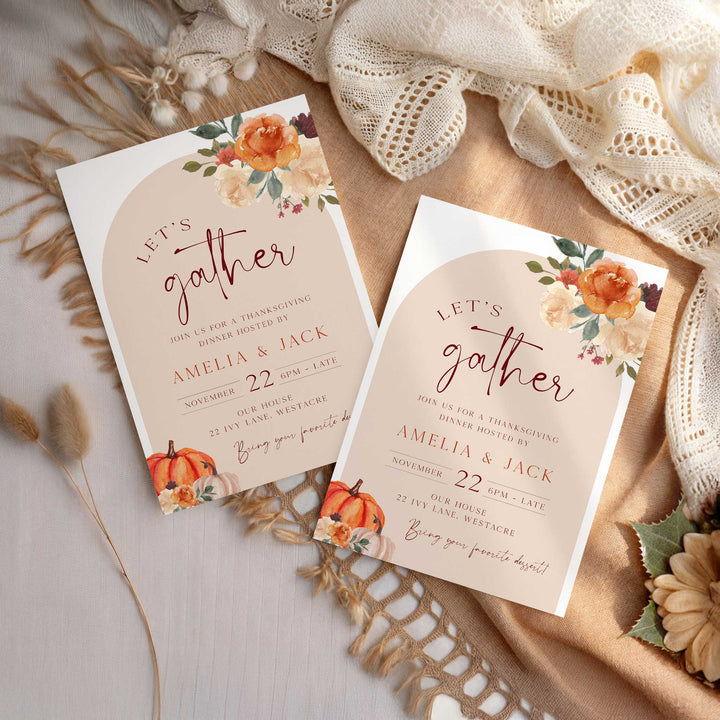 Let's Gather Thanksgiving Arch Invitation
