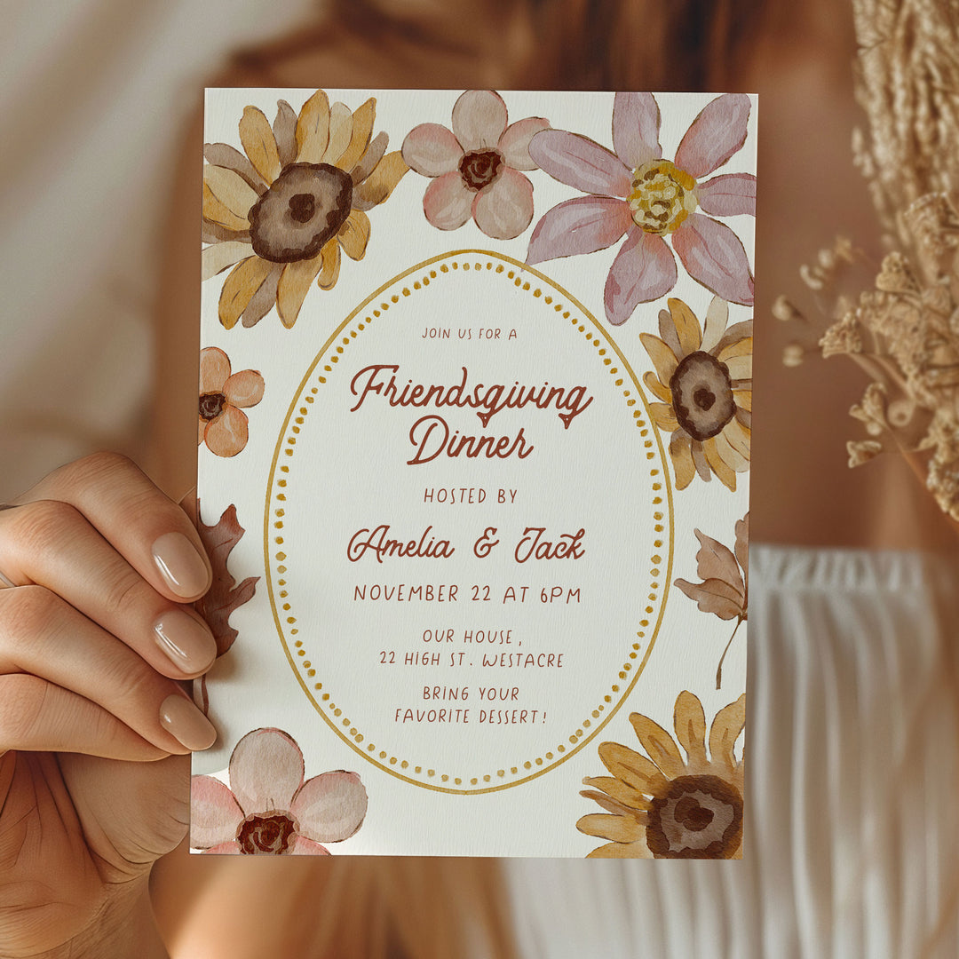 Floral Thanksgiving Invitation