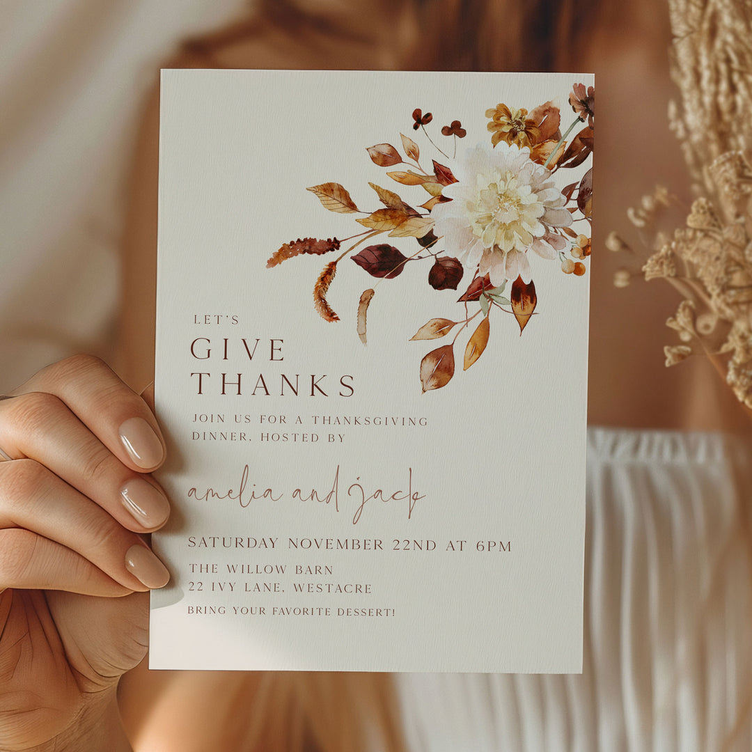 Giving Thanks Floral Invitation
