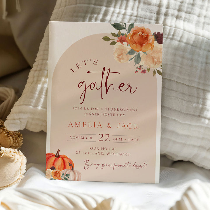 Let's Gather Thanksgiving Arch Invitation