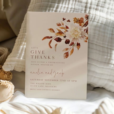 Giving Thanks Floral Invitation