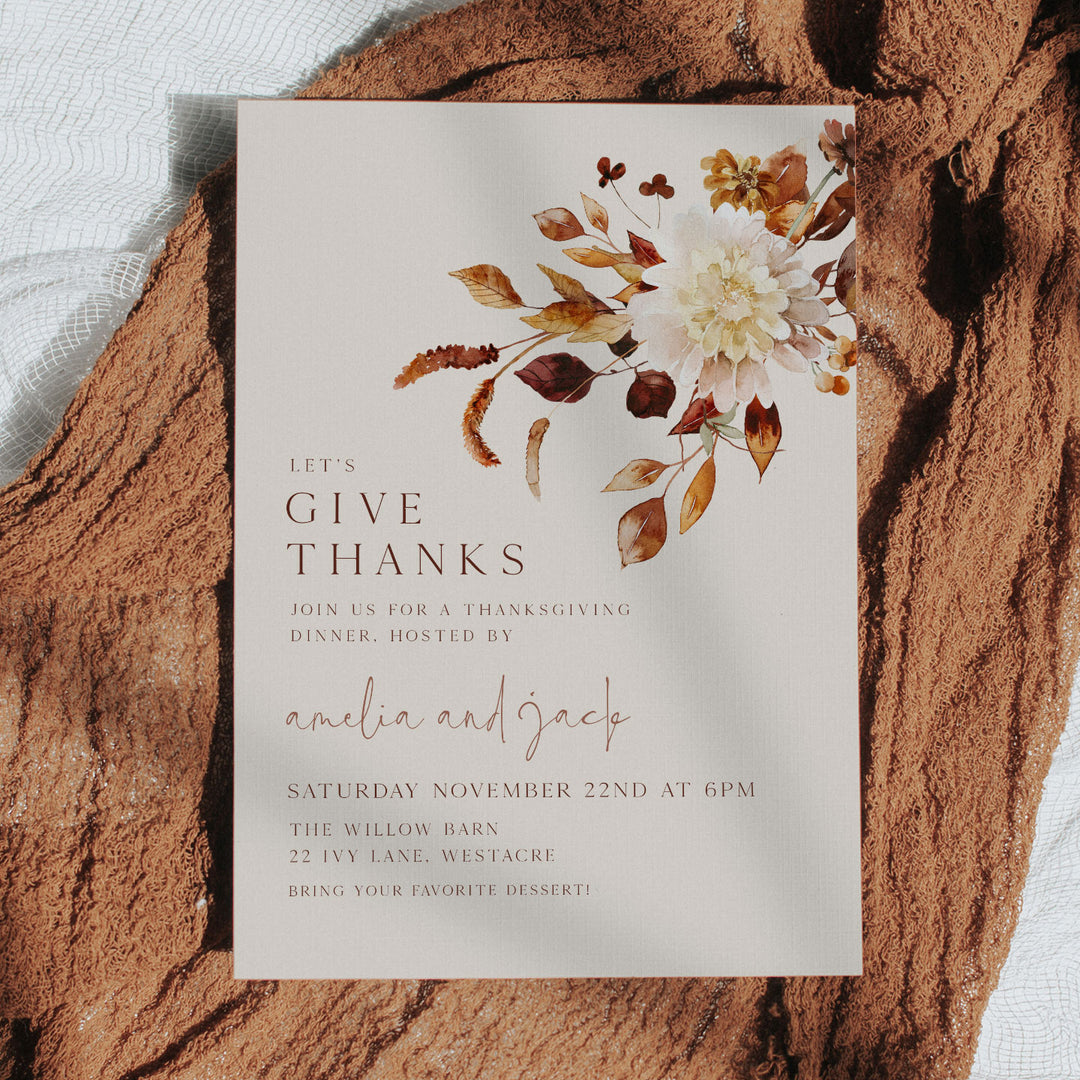 Giving Thanks Floral Invitation