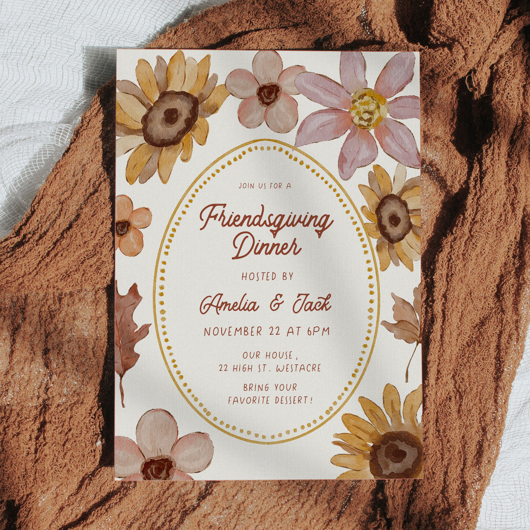 Floral Thanksgiving Invitation