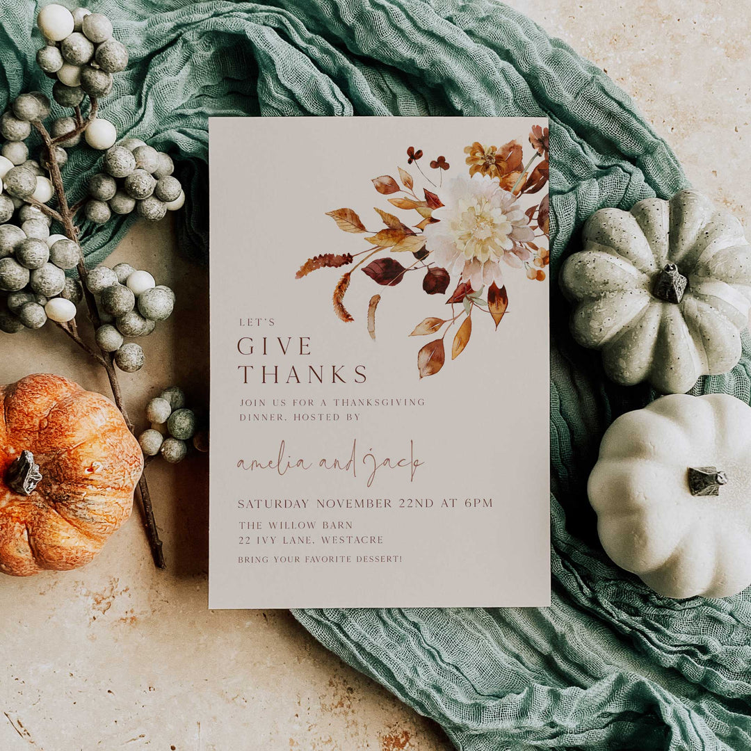 Giving Thanks Floral Invitation
