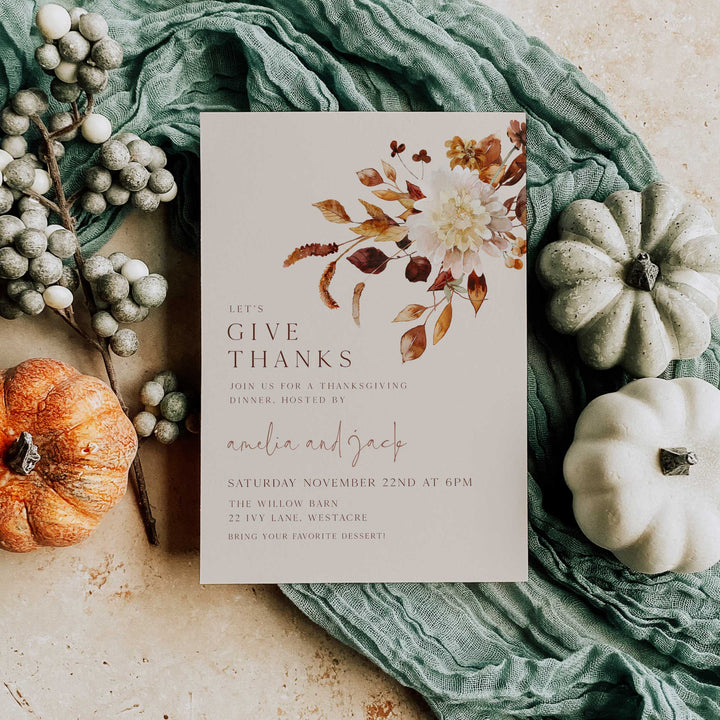 Giving Thanks Floral Invitation
