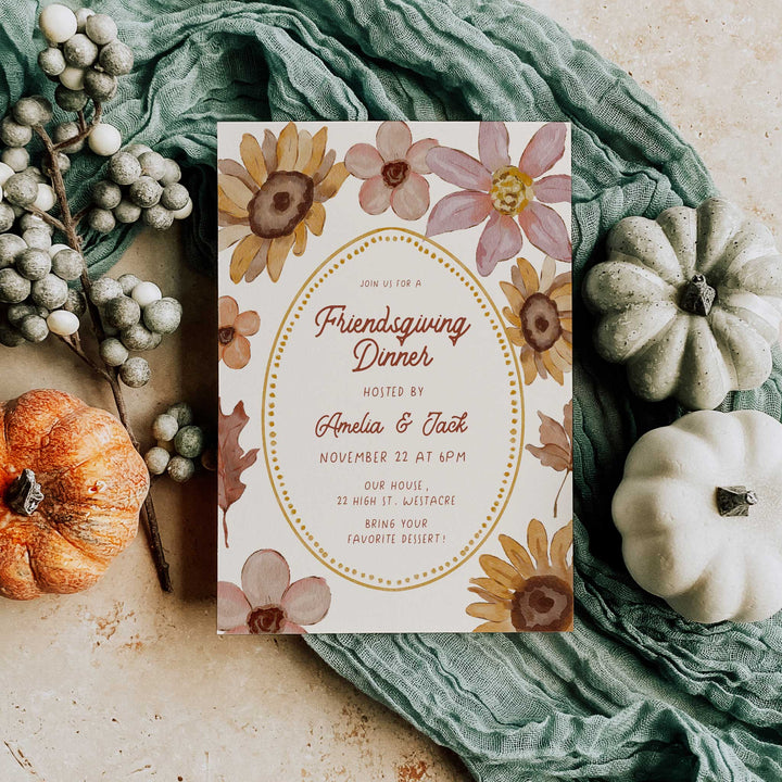 Floral Thanksgiving Invitation