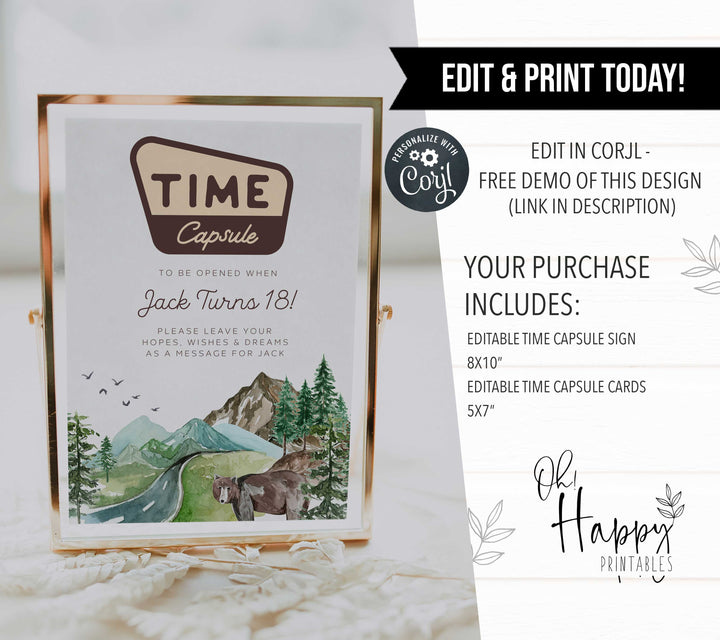 One Happy Camper Time Capsule Watercolor