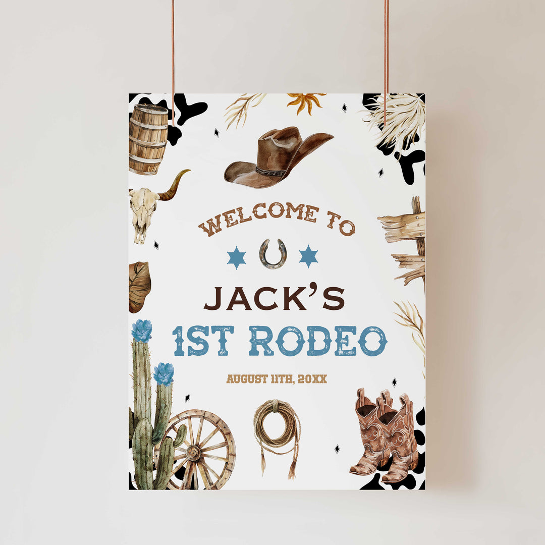 First Rodeo Birthday Welcome Sign Editable Template – OhHappyPrintables