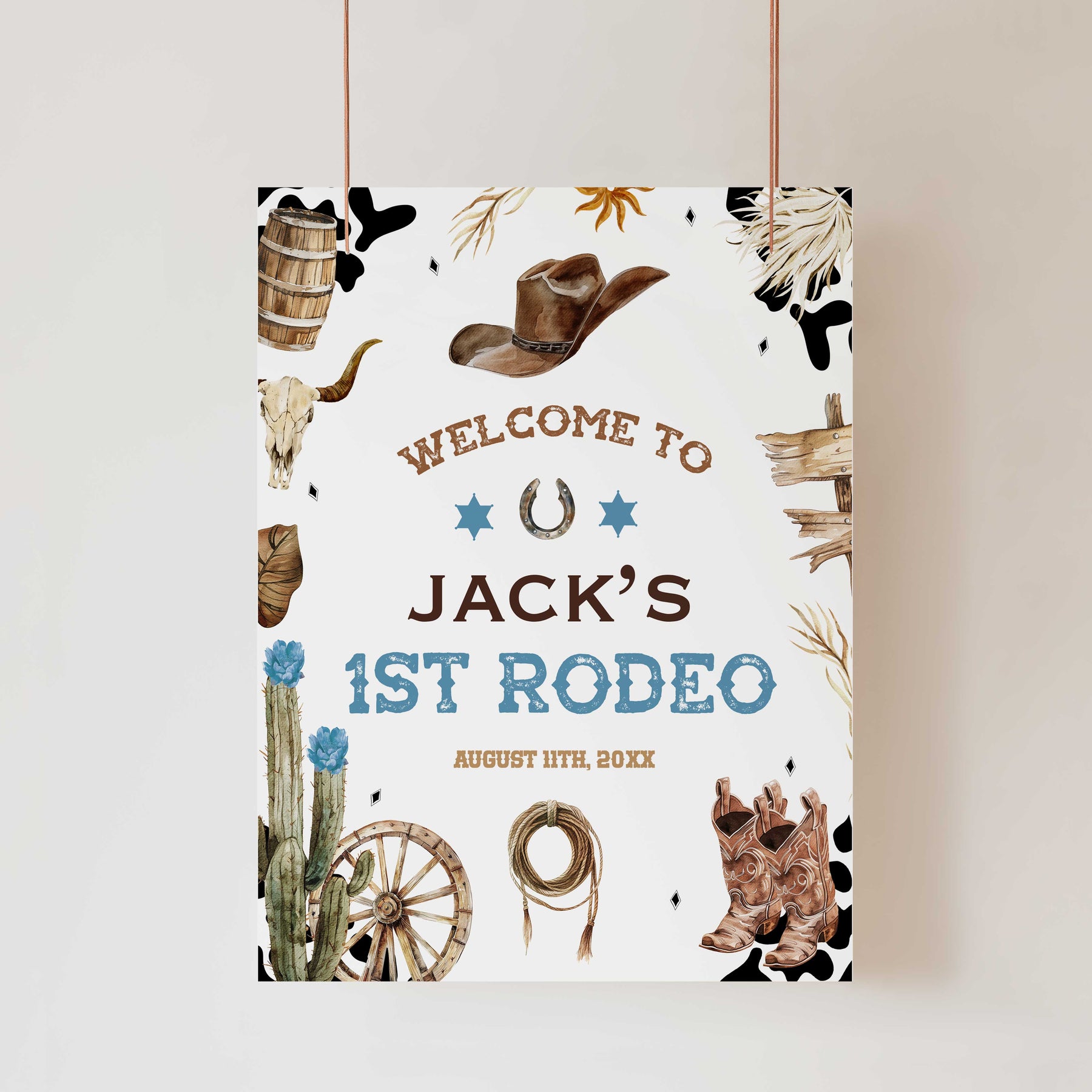 Our First Rodeo Icon First Rodeo Birthday Welcome Sign Editable Template – OhHappyPrintables