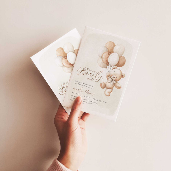 We Can Bearly Wait Neutral Balloons Invitation