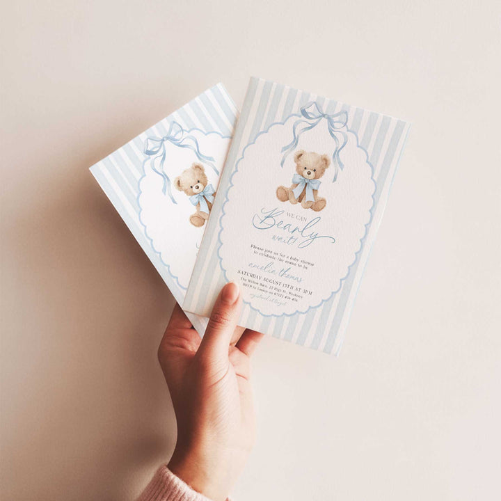 We Can Bearly Wait Blue Ribbon Invitation