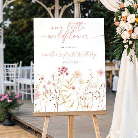 Boho One Little Wildflower Birthday Welcome Sign