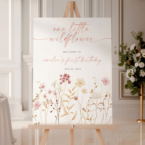 Boho One Little Wildflower Birthday Welcome Sign