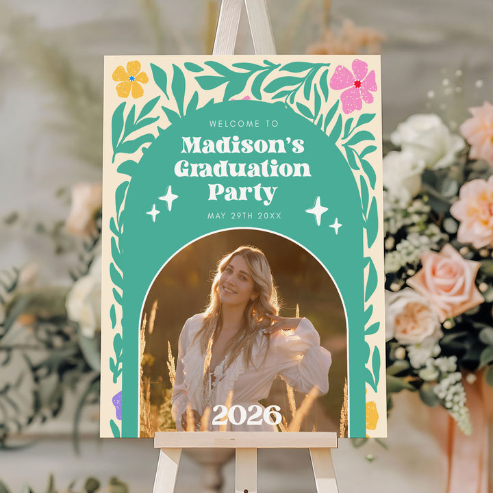 Boho Photo Graduation Welcome Sign Template