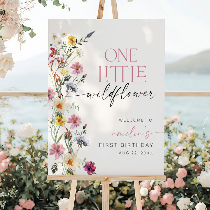 1st Birthday Little Wildflower Welcome Sign