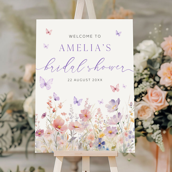 Watercolour Floral Lifetime Of Butterflies Welcome Sign
