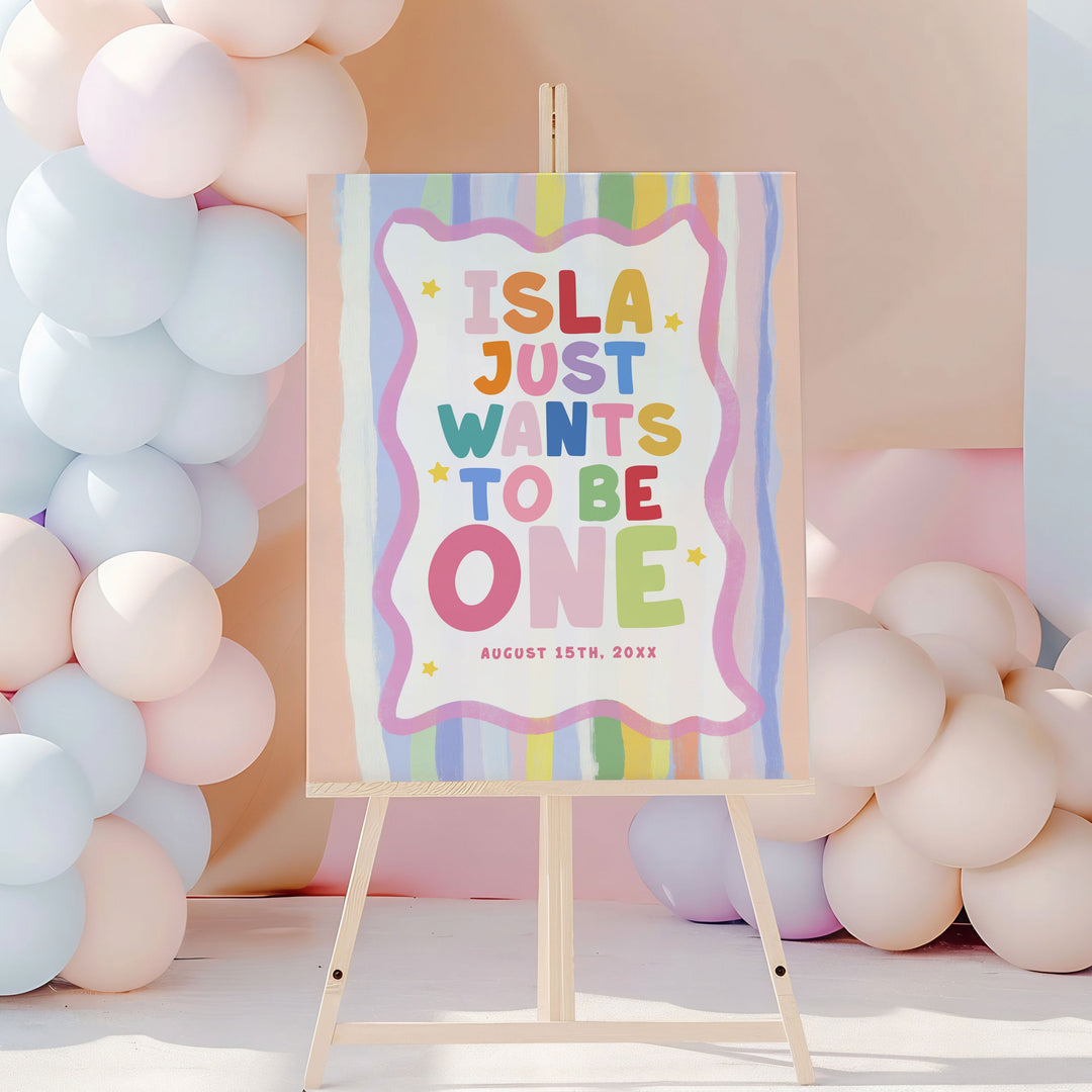 Girls Just Wanna Be One Welcome Sign editable canva template
