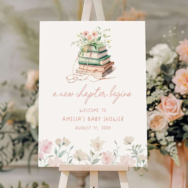 Pink Floral New Chapter Welcome Sign