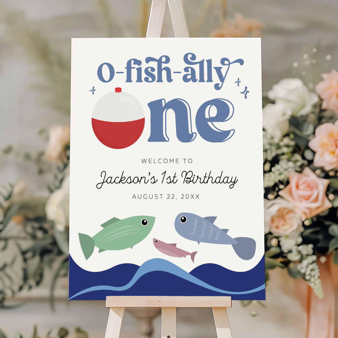 O-Fish-Ally One Retro Brithday Welcome Sign