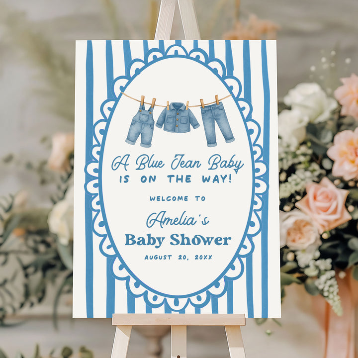 Blue Jean Baby Whimsical Welcome Sign
