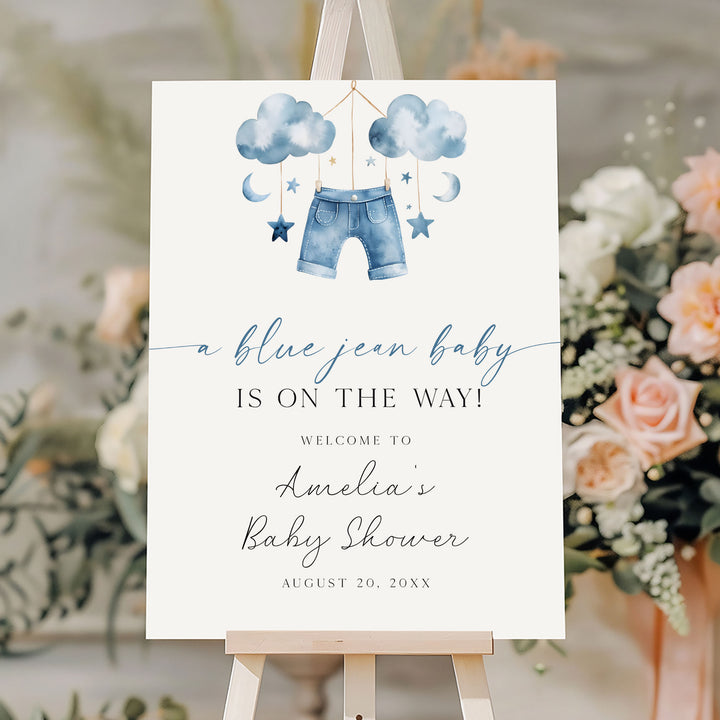 Blue Jean Baby Mobile Welcome Sign