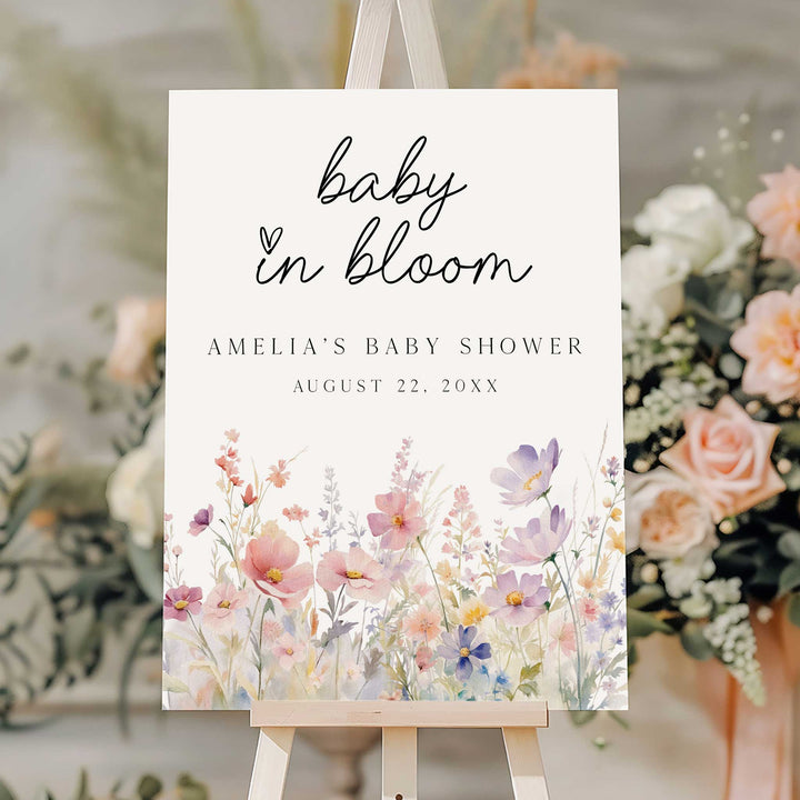 Baby In Bloom Meadow Welcome Sign
