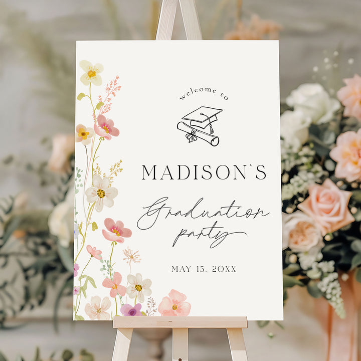 Soft Wildflower Graduation Welcome Sign Template