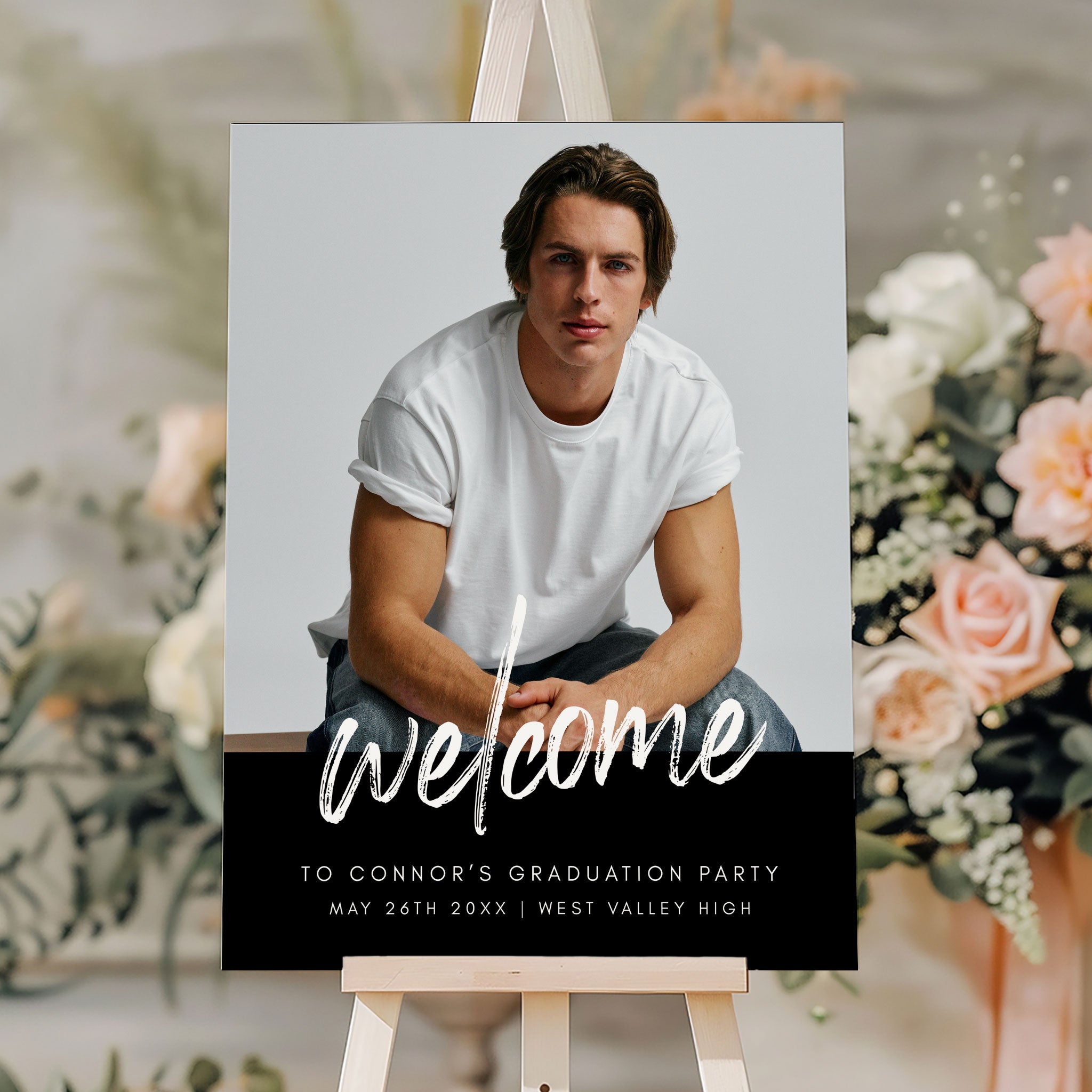 Modern Photo Graduation Welcome Sign Editable Template – OhHappyPrintables