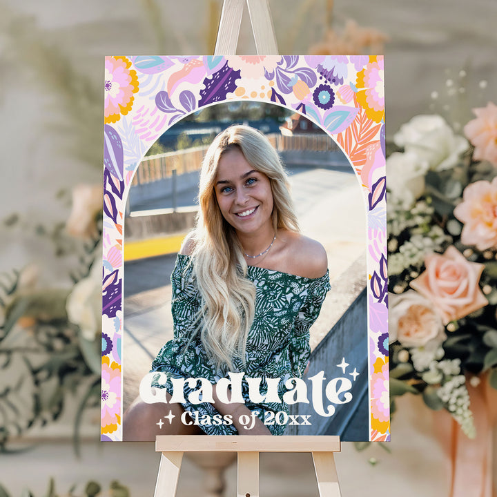 Lilac Photo Graduation Welcome Sign Template