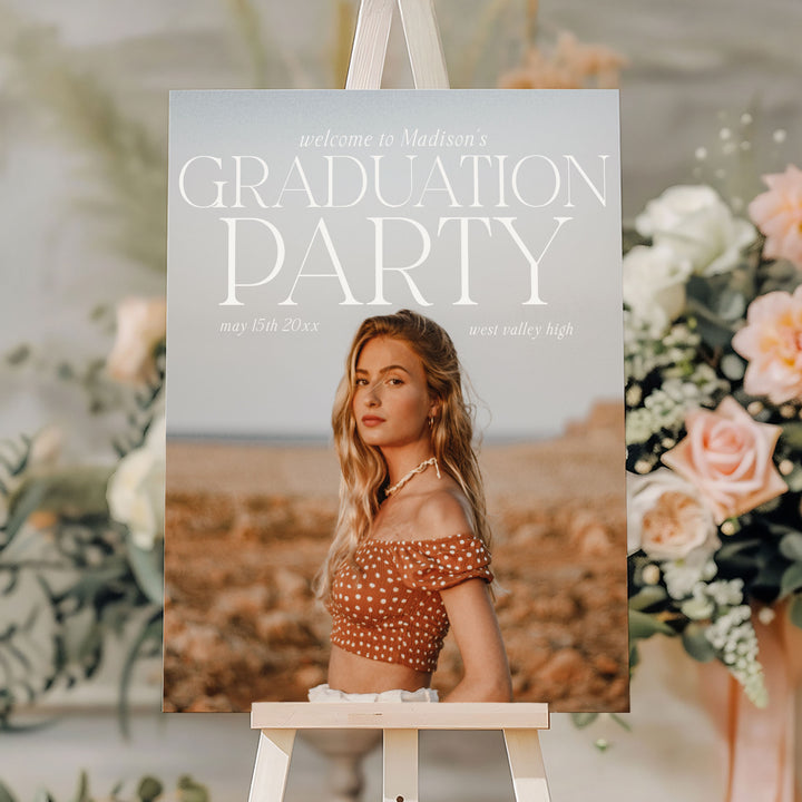 Magazine Style Photo Graduation Welcome Sign Template