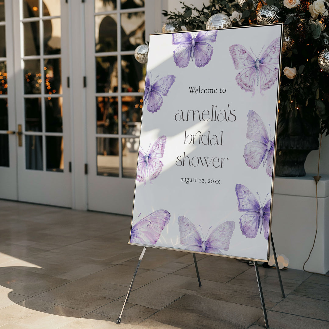 Simple Purple Lifetime Of Butterflies Welcome Sign