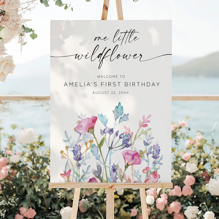 One Little Purple Wildflower Welcome Sign