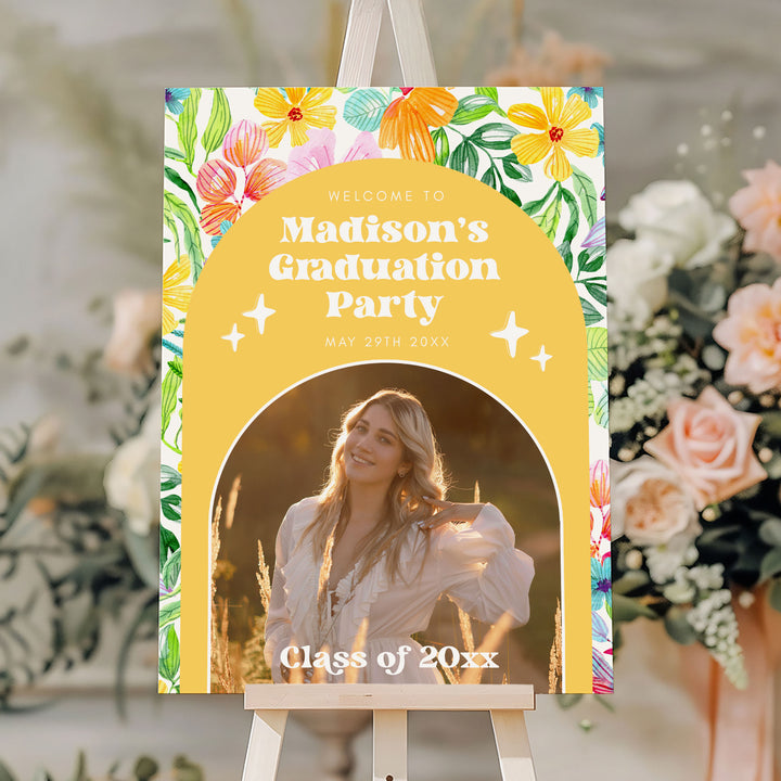 Tropical Photo Graduation Welcome Sign Template